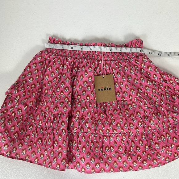 Mini Boden Sz 8-9 Y Tiered Print Skirt Elastic Waist Pink w/Silver Shimmer NWT - Picture 7 of 10